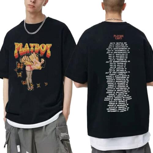 Awesome Playboi Carti T-shirt 2pac Rap Tshirt Oversized Hip Hop Men Women Harajuku Logo Print T-shirt Regular Mens Street Tees