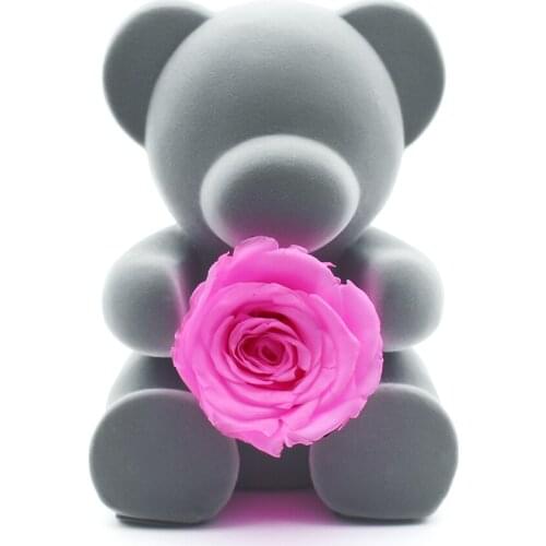 Art Ornament Rose Bear Pink Forever Flower Valentines Day Gift Art Craft Gift Holiday Gift Home Decor Collection