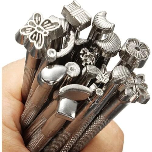 Alloy Leather Tools 20pcs/lot DIY Leather Working Saddle Making Tools Set Carving Leather Craft Stamps Set Craft Leather Working