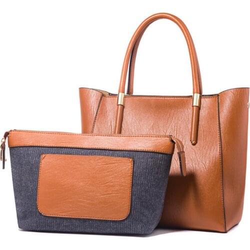 Two-piece Female Bag New European American Retro Big Bag Large Capacity Woman Tote Bag Shopping Handbag Female Messenger Bag