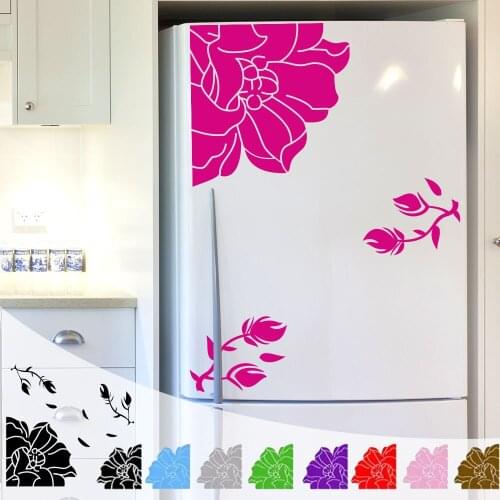 Creative Magnolia Flower Refrigerator Sticker Dining-Table Wardrobe Cabinet Glass Sticker Magnolia Floral Wall Sticker/Wallpaper