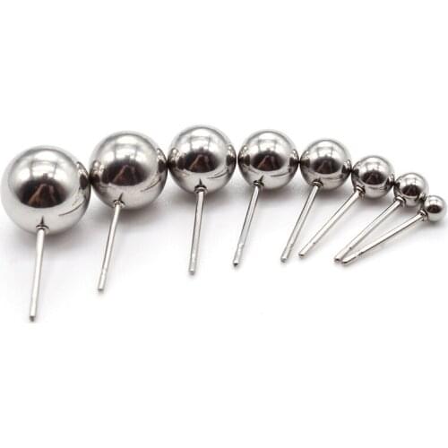 Mibrow 30pcs/lot Stainless Steel 3/4/5/6/8/10mm Round Ball Earrings Stud Settings for DIY Stud Earrings Jewelry Making Findings
