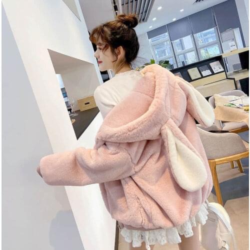 2021 Winter Cotton Jacket Korean Students Loose Large Size Imitation Lamb Wool Stitching Fake Two Piece Hooded Thick Cotton Coat