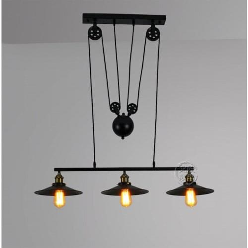 Loft vintage Iron Pulley pendant lights Bar Kitchen Home Decoration E27 Edison hanging light lamp Light Fixtures