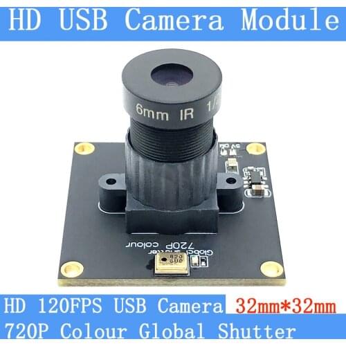 120FPS MJPEG USB Camera Module Colour Global Shutter High Speed OTG UVC Linux USB 720P Mini cctv camera Audio support/3MP 6mm