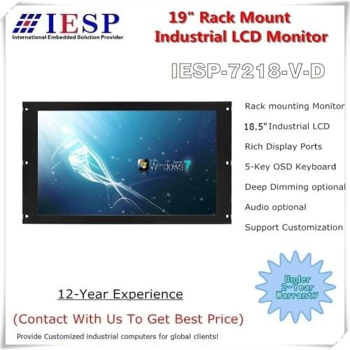 Rack Mount Monitor, 18.5 inch LCD, Resolution 1366*768, Industrial Display Terminal, Provide Custom Design Services