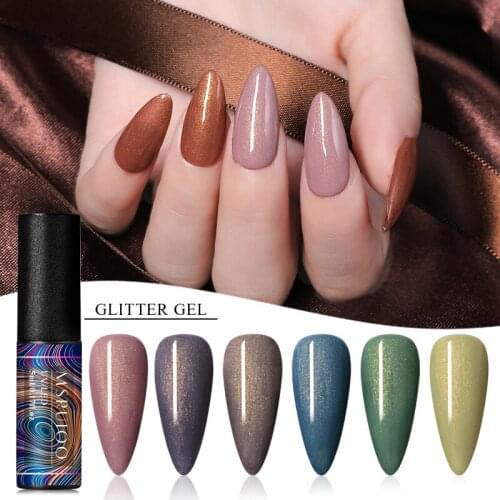 MSRUIOO 5ml UV Gel Nail Polish Holographic Glitter Semi Permanent Soak Off Gel Varnish Shining Glitter Nail Art Gel Varnish