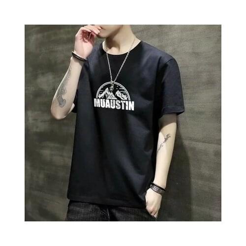 Mens Short-sleeved Summer Thin Section Trend Round Neck Pullover Slim Fashion Student Half Sleeve