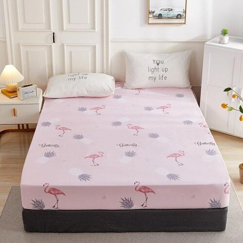1pcs 100% Cotton Printed Fitted Sheet Mattress Cover Double Four Corners With Elastic Band Adult Kids Bed Linen (No Pillowcase)