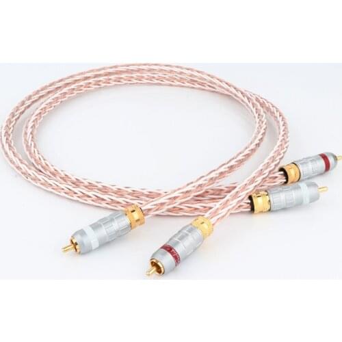 Preffair 8TC 7N OCC Pure Copper PHONO Cable 2RCA To 2RCA Cable Audio Phono Tonearm Cable with Gold Plated RCA R1707 plug
