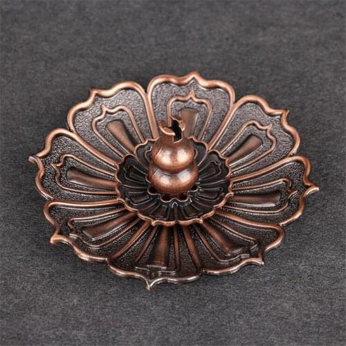 Practical Lotus Incense Burner Base Holder Flower Statue Censer Plate For Sticks And Cone Beautiful Decorative Copper Color