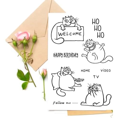 Lovely Cat Transparent Clear Stamps For DIY Scrapbooking/Card Making Stamps Fun Decoration Supplies