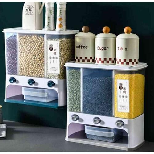 Transparent Sealed Storage Box Grains Food Storage Tank Wall-Mounted Moisture-Proof Rice Barrels Bean Dispenser