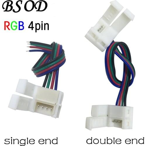 BSOD Led Strip Connector RGB 4Pin Single Color 2Pin Wire Connector Cable Clip for 5050 Led Strip Free Solder Quick Install