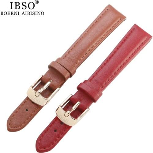 1pcs 14mm Brown Red Watch Bands Strap Watchband Leather Women Genuine Leather Watch Belt for Quartz Watch