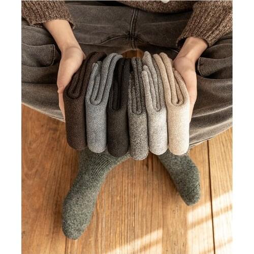 Cold-proof snow plus cashmere winter cashmere warm mens 7-color socks super thick solid socks combed cotton funny socks