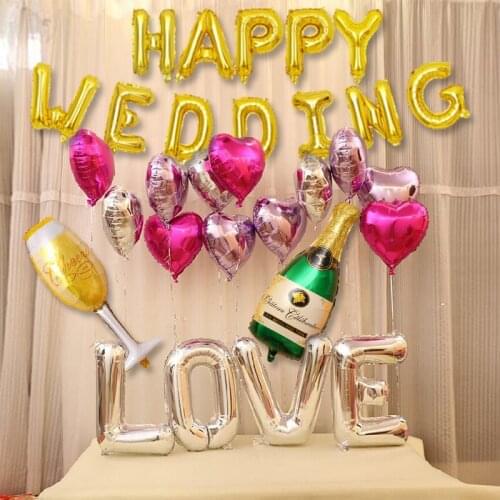 Happy Wedding Engagement Balloons Foil Balloons Wedding Bridal Shower Party Decoration LOVE Alphabet Air Balloons Valentines Day