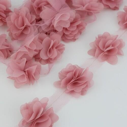60 pieces/lot) pink petal Chiffon lace fabric Webbing Decoration Love gift ribbons crafts 50mm width