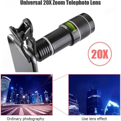 20X Zoom Telephoto Lens External Mobile Phone Camera Lens with Clip for Phone Universal Tourism And Sightseeing Accessories
