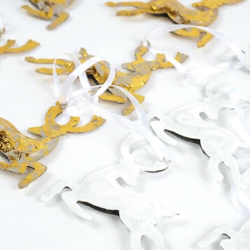 Reindeer Christmas tree decorations 24pcs gold & white metal deer crafts Christmas gifts Christmas tree ornaments for home