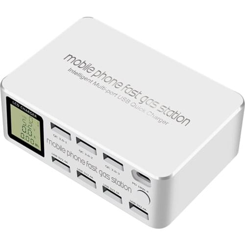 8 Ports Quick Charger Charging Station 3.0 USB Fast Charger LED Display US