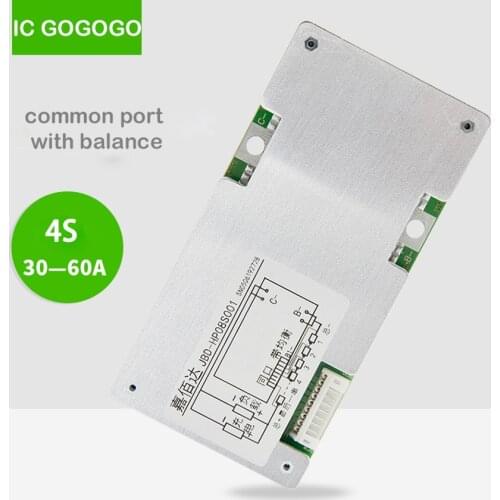 4S 14.4V Lithium Battery Protection Board Inverter 12V Li-ion Lipo Lifepo4 PCM BMS PCB 30A 40A 60A with Balance Function 4 Pack