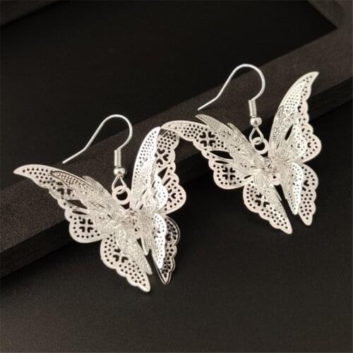 New Design 1Pair Women Fashion Hollow Butterfly Wedding Alloy Drop Earrings Ear Accessories Jewelry Gift Delicate
