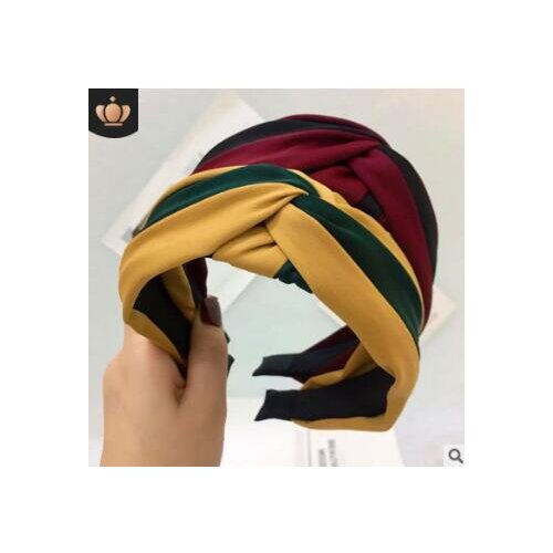 40pcs/lot DIY Multi Fabrics Simple Contrast Color Headband Tie A Knot Stripe Cross Widen Head Bands Hair Styling Tools HA849