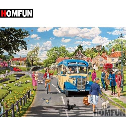 HOMFUN 5D DIY Diamond Painting Full Square/Round Drill "Country landscape" 3D Embroidery Cross Stitch gift Home Decor A08250