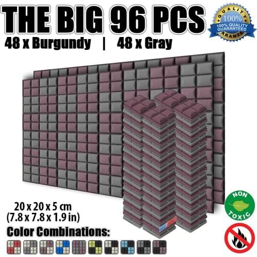Arrowzoom 20*20*5 cm (7.8*7.8*1.9 in) Sound Absorption Acoustic Foam Hemisphere Grid Studio Panel Tile 96 pcs Pack KK1040