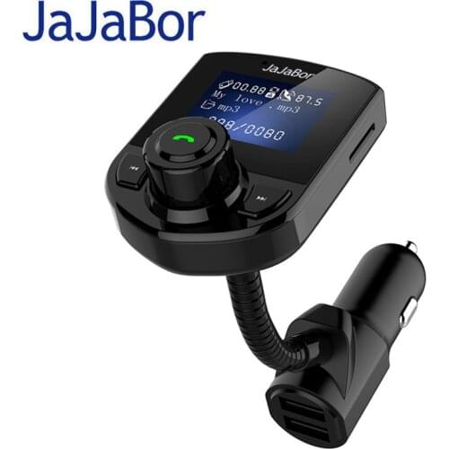 JaJaBor Bluetooth Car Kit Handsfree Wireless FM Transmitter Bluetooth Stereo A2DP AUX Audio Music Player Dual USB Fast Charging
