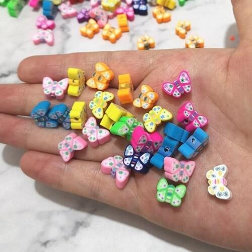 100pcs Polymer Clay Shape Butterfly Spacer Beads For DIY Handmade Jewelry Craft Accessories 10mm
