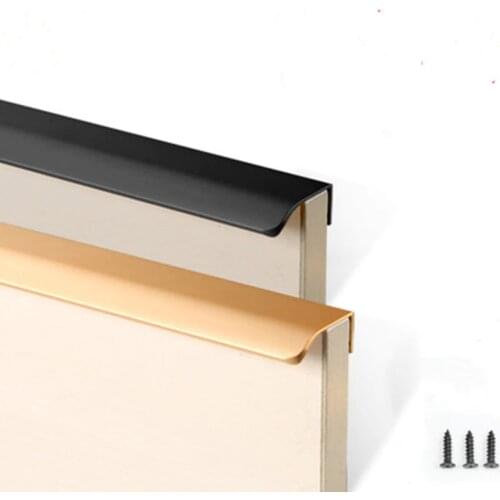 Black cabinet handle modern simple edge banding wardrobe handle shoe cabinet matte gold wine cabinet invisible drawer handle