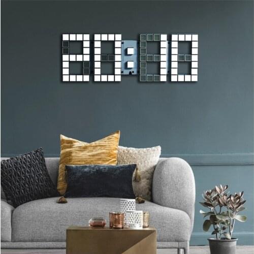 Living room LED digital 3D stereo clock wall calendar modern simple household fashion wall clock electronic clock 3d wall clock