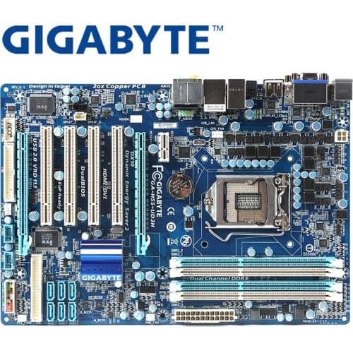 GIGABYTE GA-H55-UD3H Desktop Motherboard H55 Socket LGA 1156 i3 i5 i7 DDR3 16G ATX Original Used Mainboard H55M-D2H