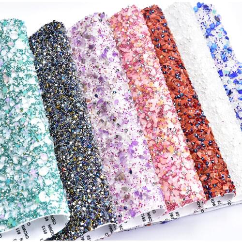 Hot Fix 21*31.5cm/PC Colorful Beads Crushed Stone Strass Rhinestone Trim Mesh Sheet Adhesive Sticker DIY Shoes Clothes Cars