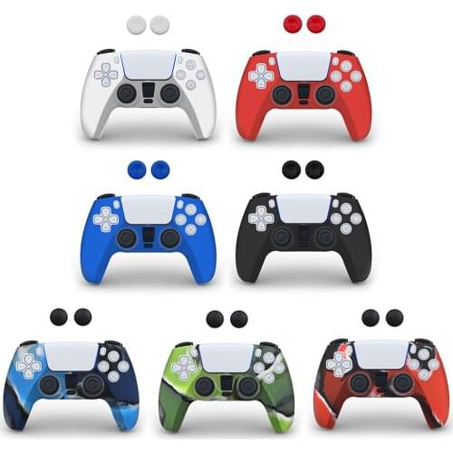 Gaming Silicone Case for PS5 Controller Waterproof Anti-Slip Protective Cover for PlayStation5 Gamepad Joystick with Button Caps