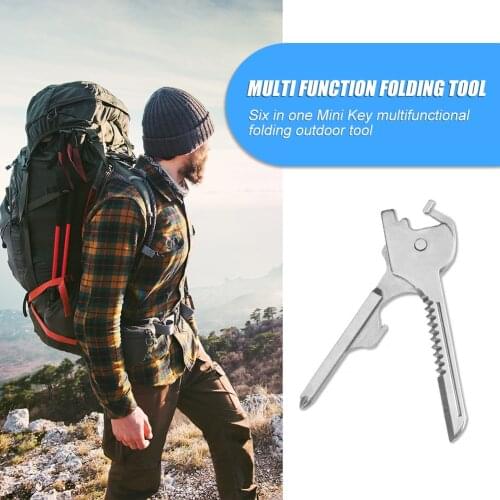 Pocket Opener Keychain Screwdriver Tool Gadget Multi Tool Fold Open Blade Kit Outdoor Survive 6 in 1 Mini Key Tool