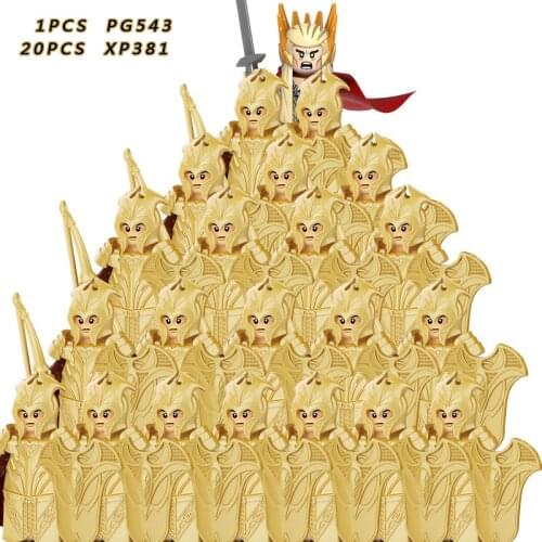 KT1050 21pcs Medieval Knights Group Military Elves Soldiers Figure Building Block Educational Toys For Children