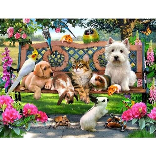 Animal World Square Full Drill 3D DIY Diamond Embroidery Needlework Cross Stitch Square Diamond Wall Picture Children Room
