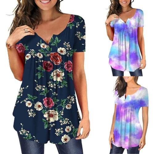 Fashion womens slim Top Casual T-shirt button Pullover short sleeve women clothing 2021 haut femme camisetas de mujer