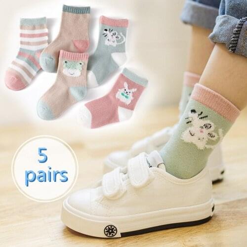 5 Pairs/lot Children Socks Lovely Cartoon Unisex Kids Socks Cotton Breathable Soft Sock Cute Cartoon Baby Boys Girls socks 1-8Y