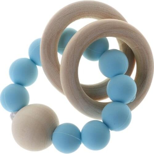 Baby Baby Teether Bracelet Teething Toys Chew Bite Newborn Teeth Care Beads Jewelry Pain Relief Silicone Wood Rings Infant