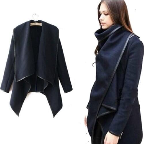 Free shipping New 2014 Autumn Winter Women Thin Woolen Coat Slim Temperament Overcoat Fashion Trench woolen coat For Woman S-2XL