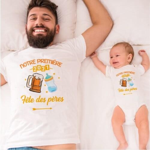 Our First Fathers Day Daddy and Baby Matching Clothes Dad Baby Funny Fathers Day Outfit Family T-shirt 2021 Cute Clothes Gift