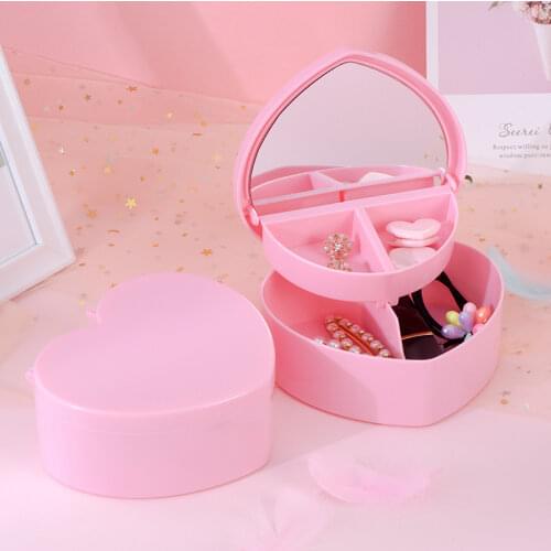 Cosmetic Organizer Desktop Storage Box Jewelry Stationery Drawer Cute Pink Girl Heart Desk Shelf High Quality Material Durable
