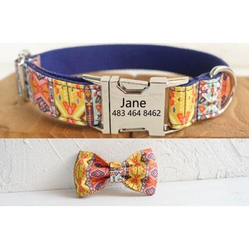 Dog Collar Engraved Personalized Puppy Nameplate Pet Collar Custom Nylon Cat Dog Collars Adjustable for Small Medium Large Dogs