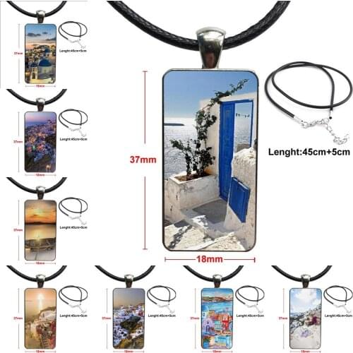 Beautiful Oia Santorini Sea Greece Fashion Necklace Handmade Rectangle Shape Choker Necklace Jewelry Multi Designs For Unisex