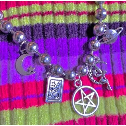 Moon Star Letter Pendant Necklace