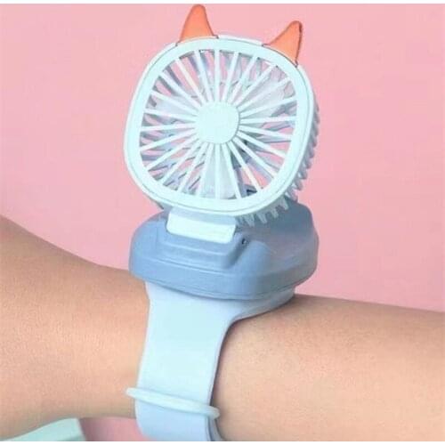 Portable Mini Watch Fan USB Charging Air Cooling Fan Removable Desktop Fan With Colorful lights For Student Kids Gifts For Home